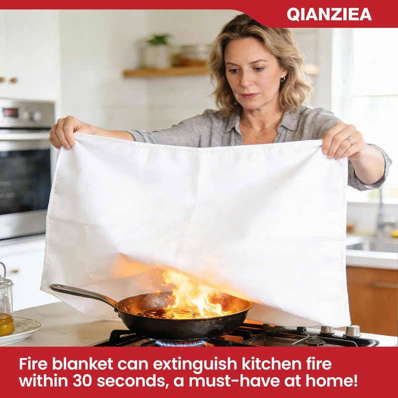 QIANZIEA 4 Pack Fire Blanket 40” x 40” – Emergency Fire Blanket for Kitchen & Home, Fiberglass Fire Suppression Blanket