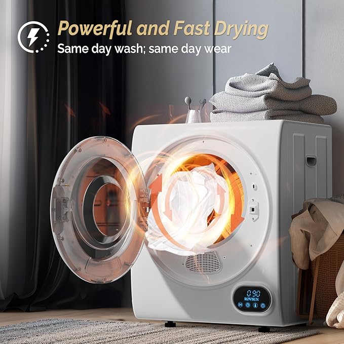 ROVSUN 17.6LBS Full Automatic Washing Machine and 1.5CuFt Portable Clothes Dryer Set, Compact Laundry Washer and Dryer Combo Set with Stainless Steel Inner Tub, for Apartment, Dorms, Home