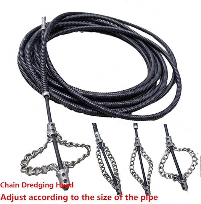 Flex-Shaft Sewer Descaling Chain,Drain Clog Remover,Gutter Cleaning Tools Drain Cleaner for Toilet Shower Kitchen Bathroom Tub Clogged Drains Opener Tool(400cm,Black)
