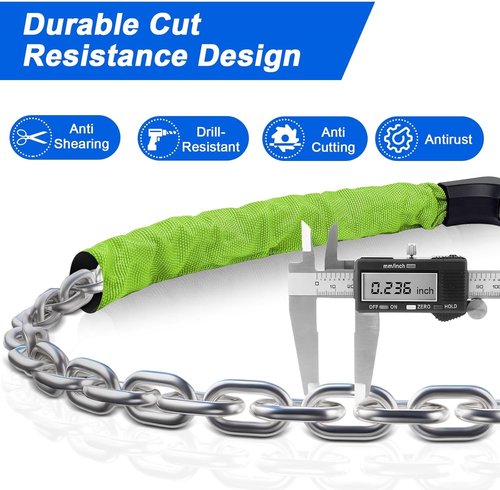 NDakter Heavy-Duty Bike Chain Lock - 4-Digit Combination Security | 1.64 to 4.28 Ft Length for E-Bikes & Scooters