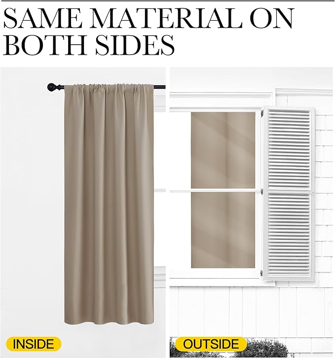 NICETOWN Blackout Curtains for Bedroom, 1 Pair, 70 by 63-inch, Window Treatment