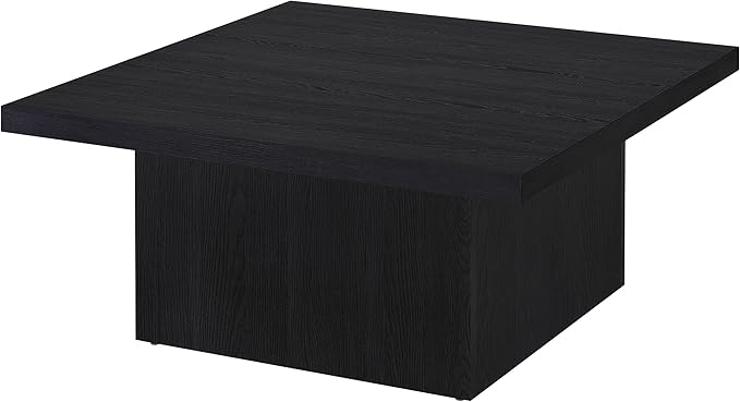 Coaster Home Furnishings - Devar - Wood - Square Coffee Table with Plinth Base, Geometric Design and Contemporary Style - Living Room - Black - 706408
