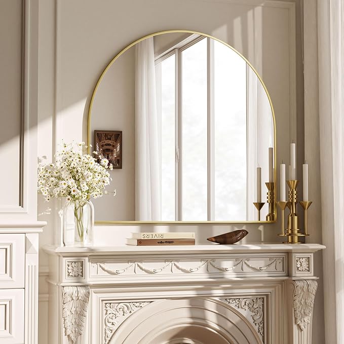 VooBang Wide Arched Wall Mirror, 31 x 32 inch Arch Bathroom Mirror, Wall