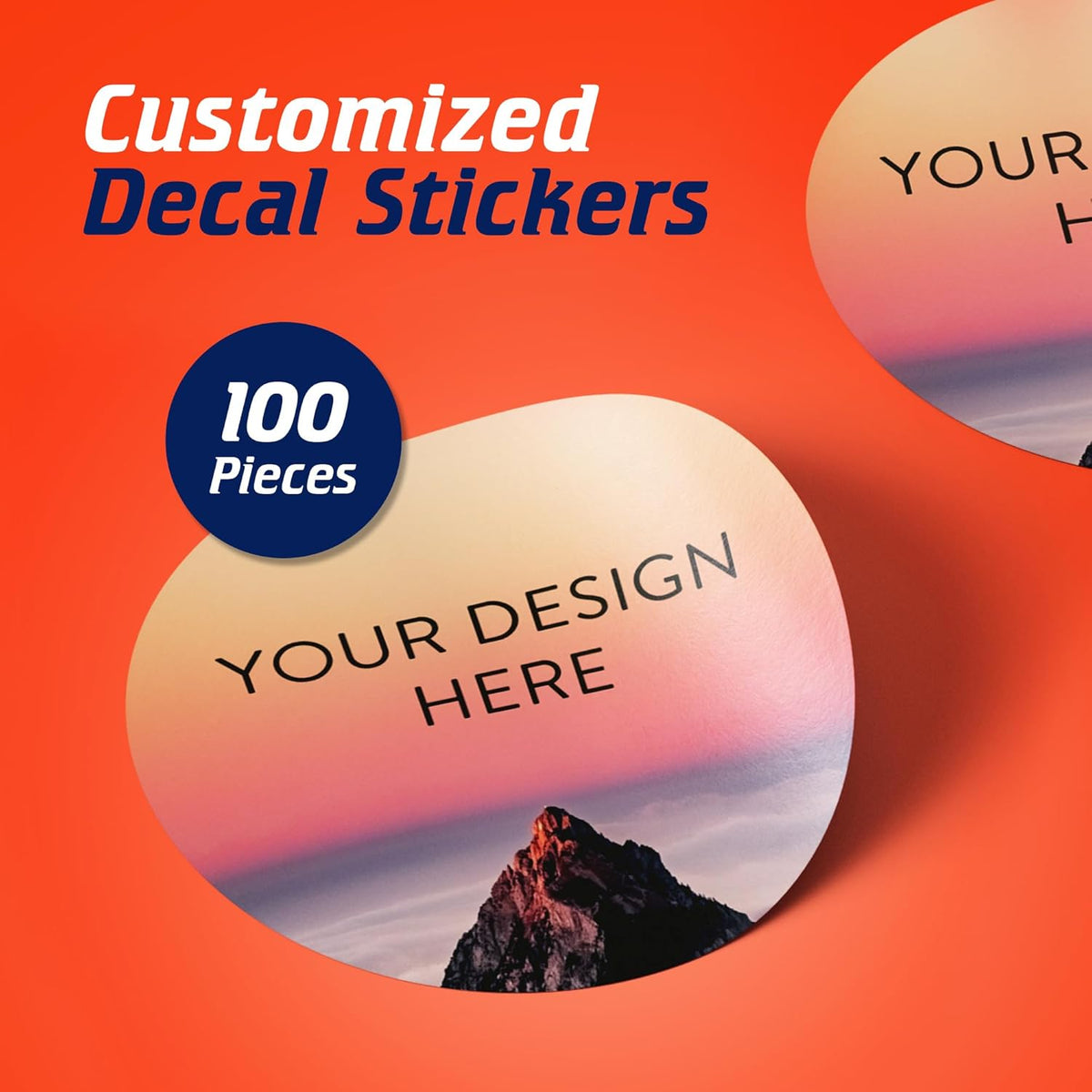 100 Custom Vinyl Stickers - Upload Your own Image, Text, Design, Logo - Personalized Logo Labels for Handmade, Packaging, Bottle, Jars, Candle, Brand Stickers (Mountain, 2x2)