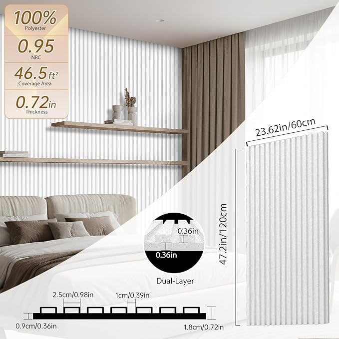 RITOLLO 6 Pack Bilayer Thickened-Sound Proof Wall Panels 47.2"x23.6"x0.72" High