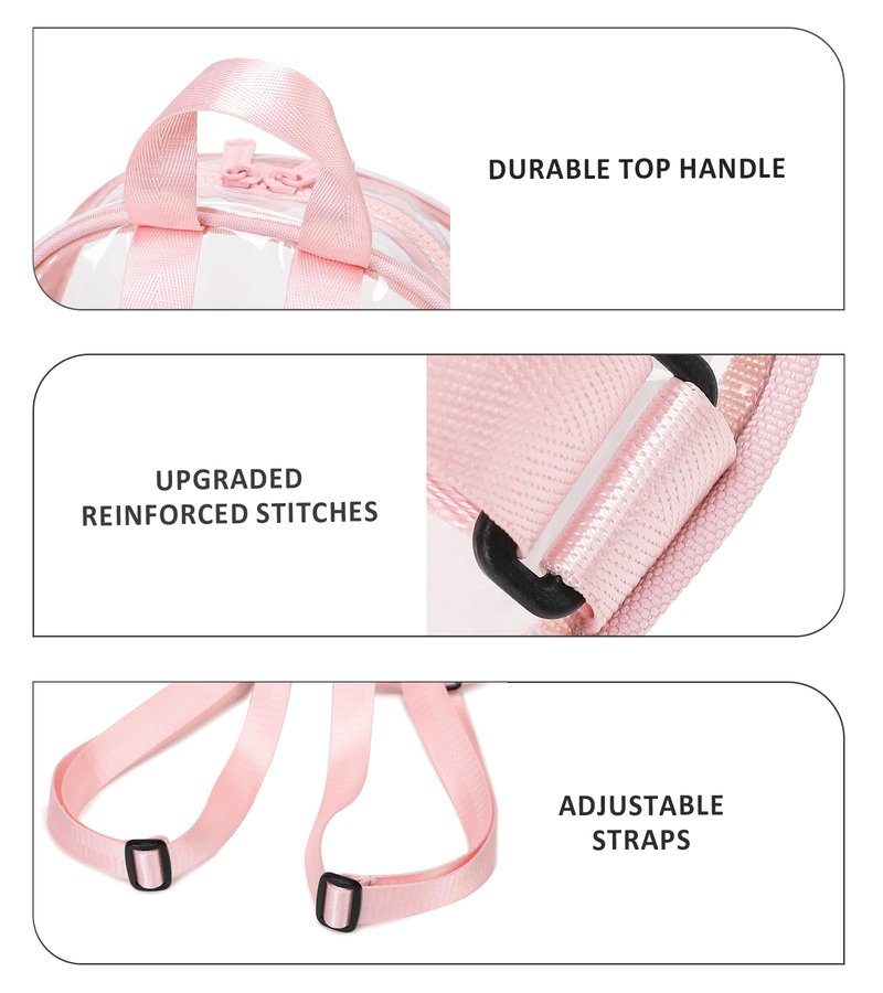 abshoo Clear Bag for Stadium Events Approved Clear Mini Backpack Transparent Bags for Women Concert Festivals Sport Event (Light Pink)