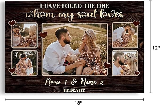 Dem Canvas Personalized Canvas Prints, Couple Romance & Wedding Gifts - Custom Canvas for Anniversary, Engagement & Valentine (18x12)