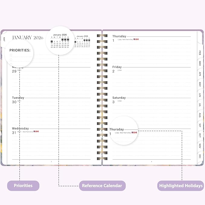 2026 Planner, Weekly and Monthly Calendar Academic Planner, Jan 2026 - Dec 2026, Planning Agenda Book for Desk Accessories and School Supplies - A5 (6.3'' x 8.5'')