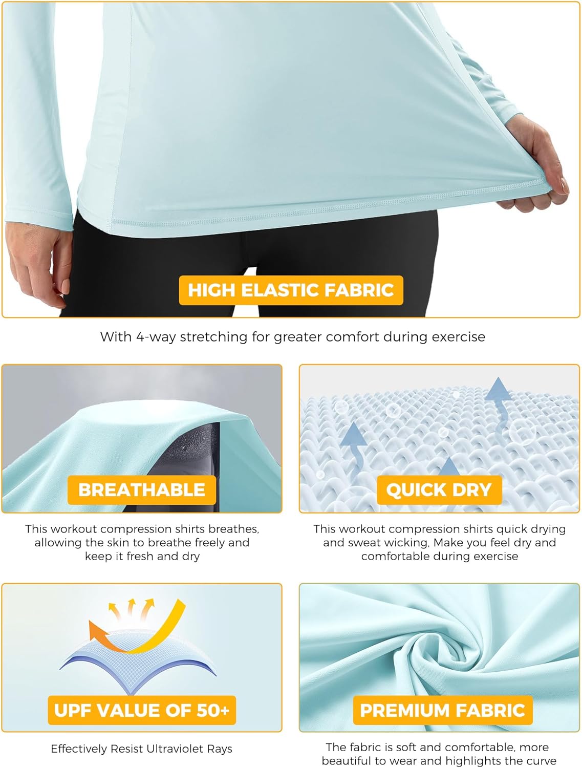 Skiennix Women's UPF50+ Rash Guard - Long Sleeve UV Protection Quick Dry Shirt for Hiking & Swimming