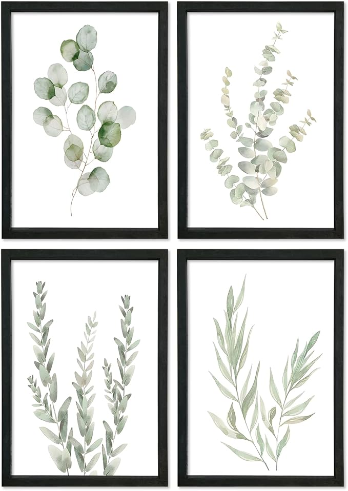 YWJKWLGS Botanical Watercolor Prints Sign Sage Green Eucalyptus Wall Decor