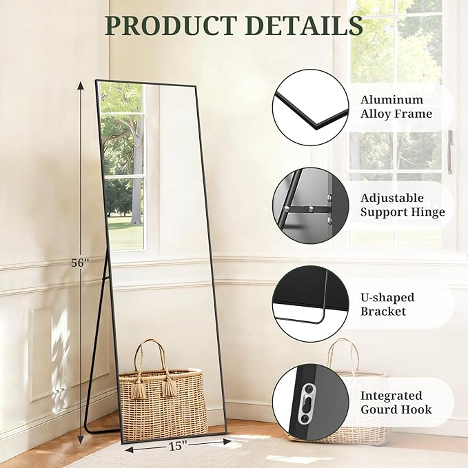 Mirror Full Length 56"x15" Full Body Floor Mirror