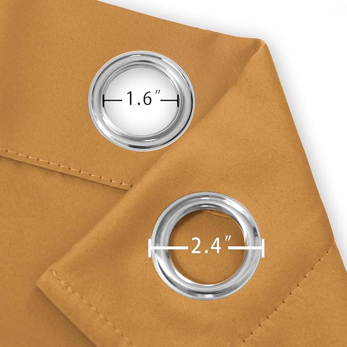 LEMOMO Mustard Yellow Thermal Blackout Curtains/42 x 84 Inch/Set of 2 Panels