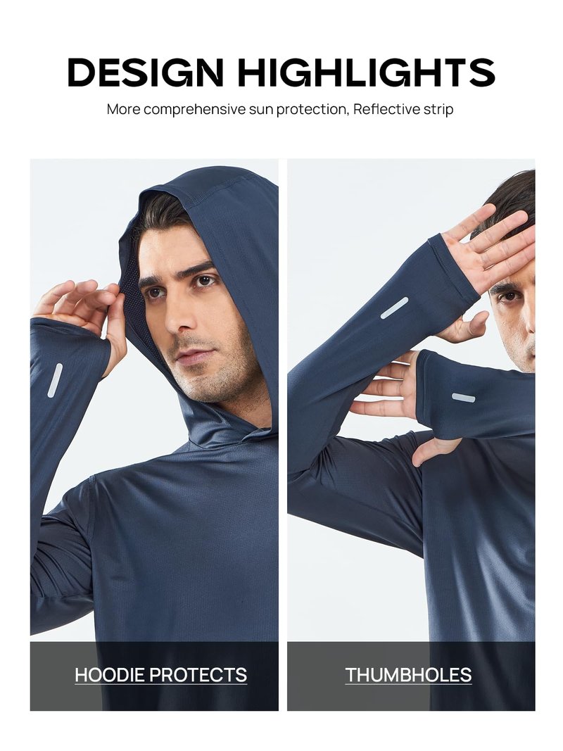 NORTHYARD Men's Sun Protection Shirt UPF 50+ Hoodie Long Sleeve Fishing Swim Rash Guard Shirts UV SPF Lightweight Running COOLGREY L