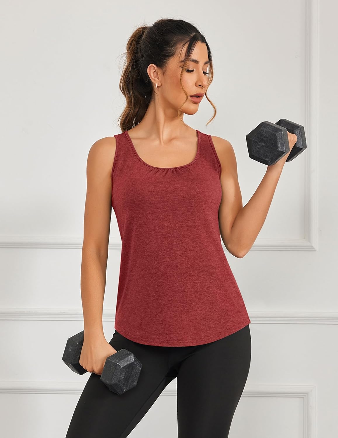 PINSPARK Women's Racerback Workout Tops - Lightweight Sleeveless Athletic Tanks | 2 Pack S-3XL