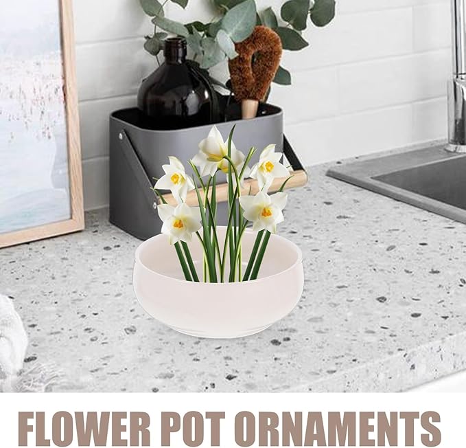 Toddmomy 2pcs Ceramic Hydroponic Lotus Bowl Planter for Water Lilies Narcissus and Decorative Water Plant Pot for Indoor Gardening Porcelain Design