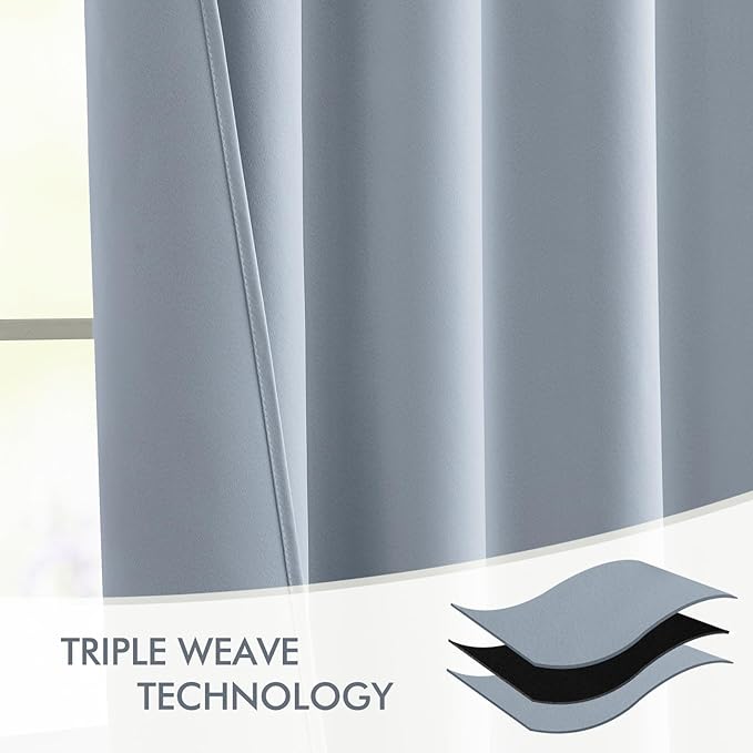 MIULEE Light Blue Back Tab Blackout Curtains 102 Inch Long 2 Panels Set