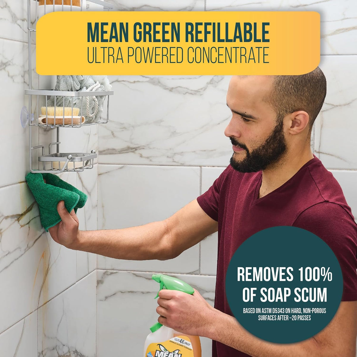 Mean Green Refillable Ultra Powered CONCENTRATE Bathroom Cleaner, Tropical Breeze, 14.3 Ounce, 6 Pack