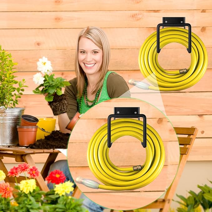 Metal Garden Hose Holder - Wall Mount Heavy Duty Holds Up to 150Ft Hose for Hose Reel/Garden Hose