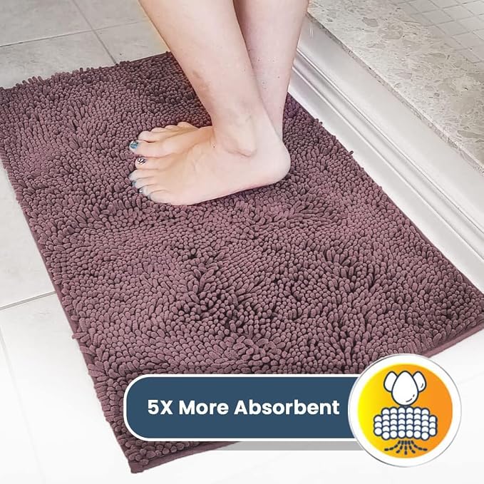 Muddy Mat® | Super Water Absorbent Door Mat Indoor, Microfiber Quick Dry Chenille Entryway Rug, Slip Resistant Front Door Mat, Indoor Mats for Entryway, Machine Washable Pet Rug, Plum 2ft x 3ft