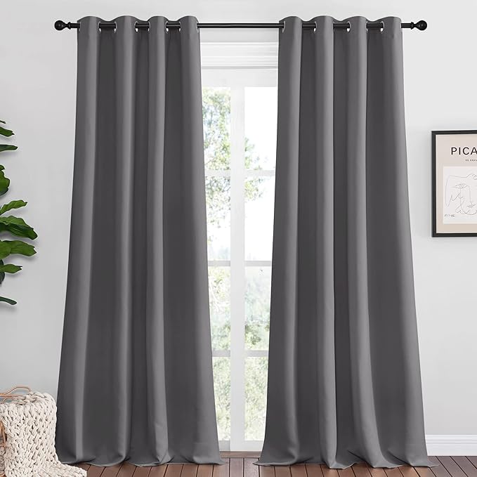 NICETOWN Bedroom Blackout Long Curtains Panels, 1 Pair, 55 inches by 120 Inch