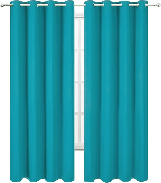 LEMOMO Blackout Curtains 66 x 95 inch/Teal Curtains Set of 2 Panels/Thermal