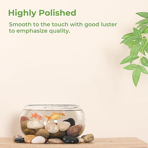 SIDONG 5 lbs Mixed River Rocks, 1.2-2 Inches Highly Polished Pebbles for Indoor Plants, Aquarium Rocks Used in Fish Tank, Decorative Stones for Plants, Vases, Home Décor, Crafting, Garden Landscaping