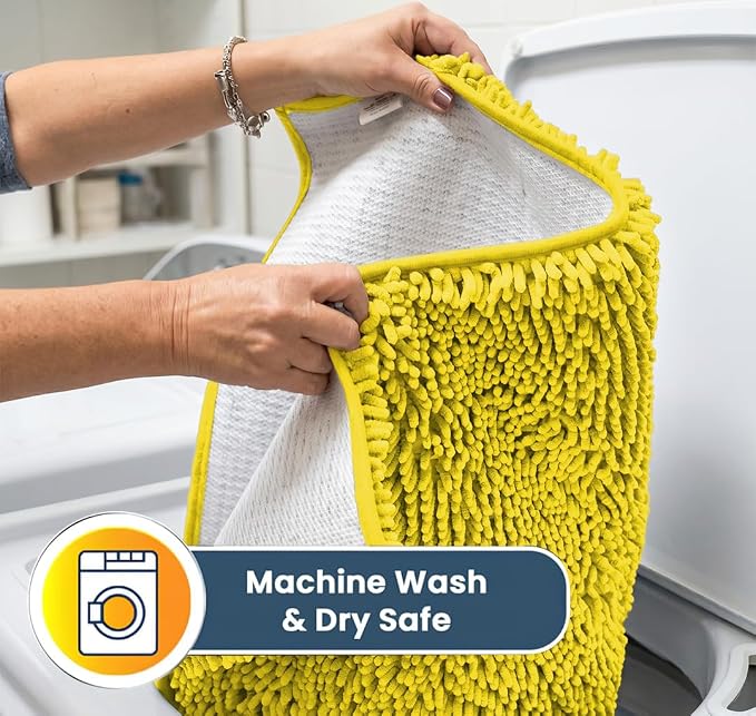 Muddy Mat® | Super Water Absorbent Door Mat Indoor, Microfiber Quick Dry Chenille Entryway Rug,Slip Resistant Front Door Mat,Indoor Mats for Entryway,Machine Washable Pet Rug, Lemon Yellow 36" x 120"