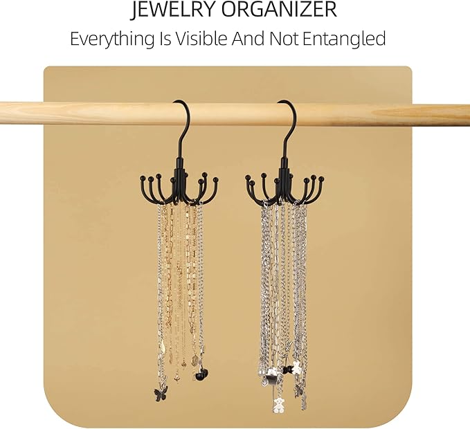 ZEDODIER Belt Organizer for Closet, Heavy-Duty Rotating Belt Hanger Rack Holds up to 24 Belts, Hanging Space Saving Metal Belt Holder for Closet Storage, Black
