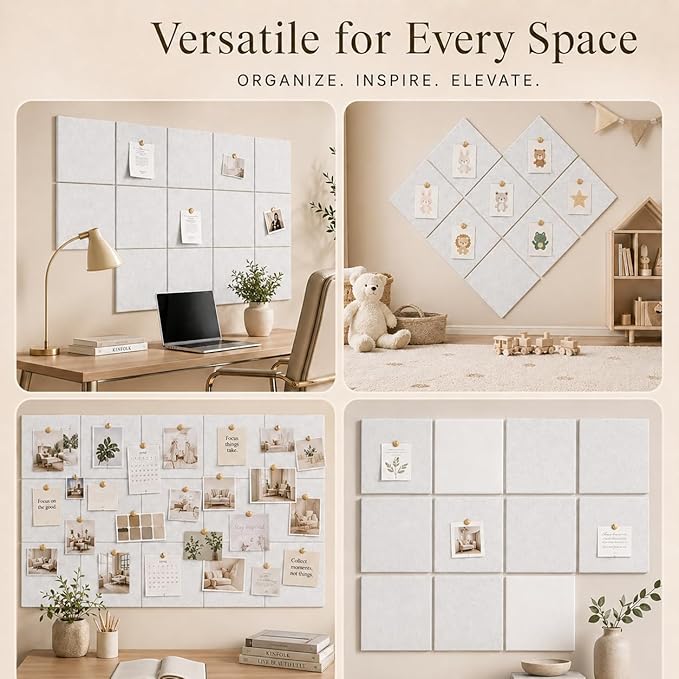 Large Cork Boards for Walls – 48" x 36" Self Adhesive Felt Wall Tiles