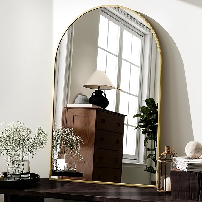 HARRITPURE Arched Wall Mirror – 24"x36" Arch Bathroom Mirror, Living Room Home