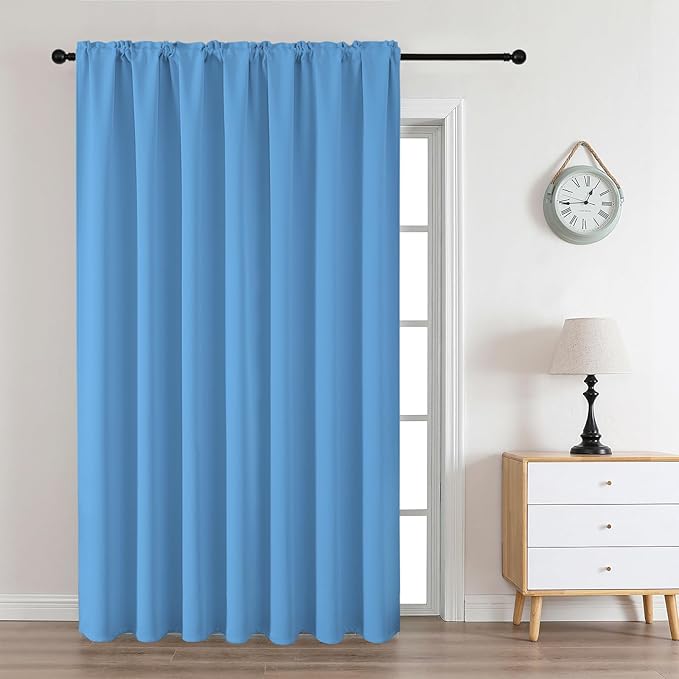 CUCRAF Light Blue Blackout Curtains Customize, Rod Pocket Room Darkening Curtain