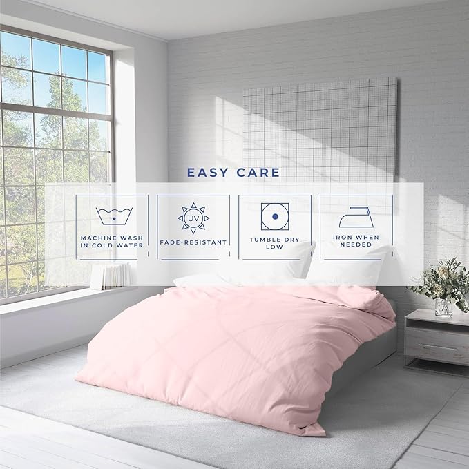 Kotton Culture 1 Pc Custom Size Duvet Cover Only -100% Egyptian Cotton Sateen 600 Thread Count Ultra Soft Premium Durable Comforter Cover Zipper Closure & Corner Ties (Pink Blush, Custom)