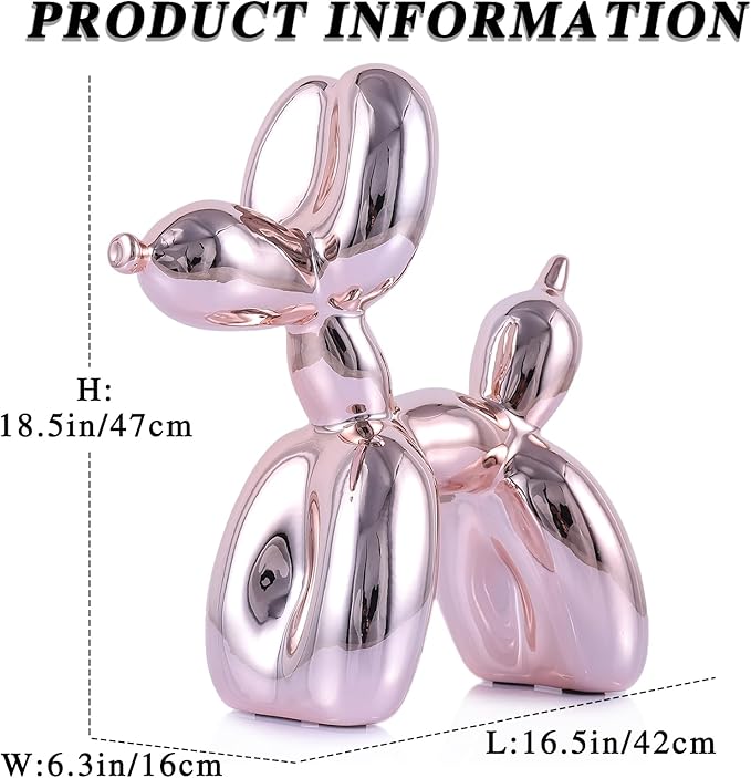 Pink Balloon Dog Decor,Balloon Animal Shelf Decor Preppy Room Decors,Cute Statue Home Decors, Bedroom Modern Sculpture Desk,Office Gold Decorations Small Figurines
