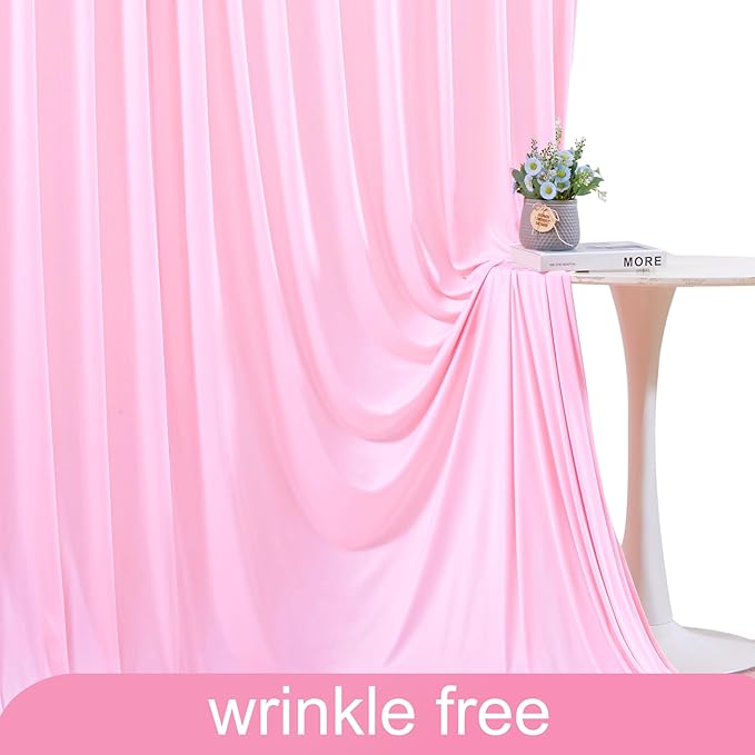 Pink Backdrop Curtain for Parties Baby Shower Wrinkle Free Pink Photo Curtains Backdrop Drapes Fabric Decoration for Weddings Birthday Party 5ft x 8ft,2 Panels