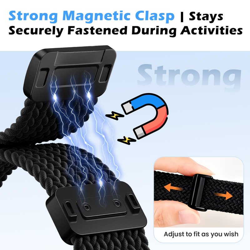 Yeahxing Band for Coros Pace 4/ PACE 3/ Apex 2 Pro/Apex Pro/Apex 46mm, One Click Quick Release Stretchy Nylon Braid Strap with Magnetic Clasp, Breathable & Comfortable
