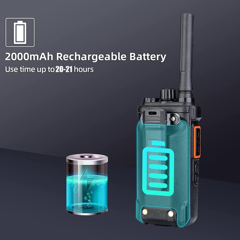 Retevis RB26 Walkie Talkies Long Range, Extended Range Two-Way Radios, Repeater Compatible, 2000mAh Rechargeable Battery, USB-C Charging, Flashlight, Emergency Radios for Camping,Hiking(2 Pack)