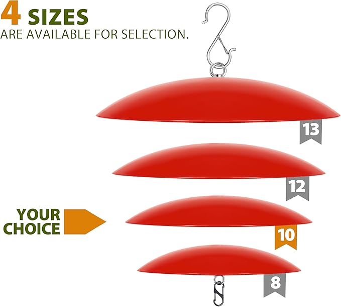 10" Small Bird Feeder Dome, Hummingbird Feeder Rain Guard, Bird Feeder Cover for Small Feeders, Protective Cover Work with Ant Guards（Red,2 Pack
