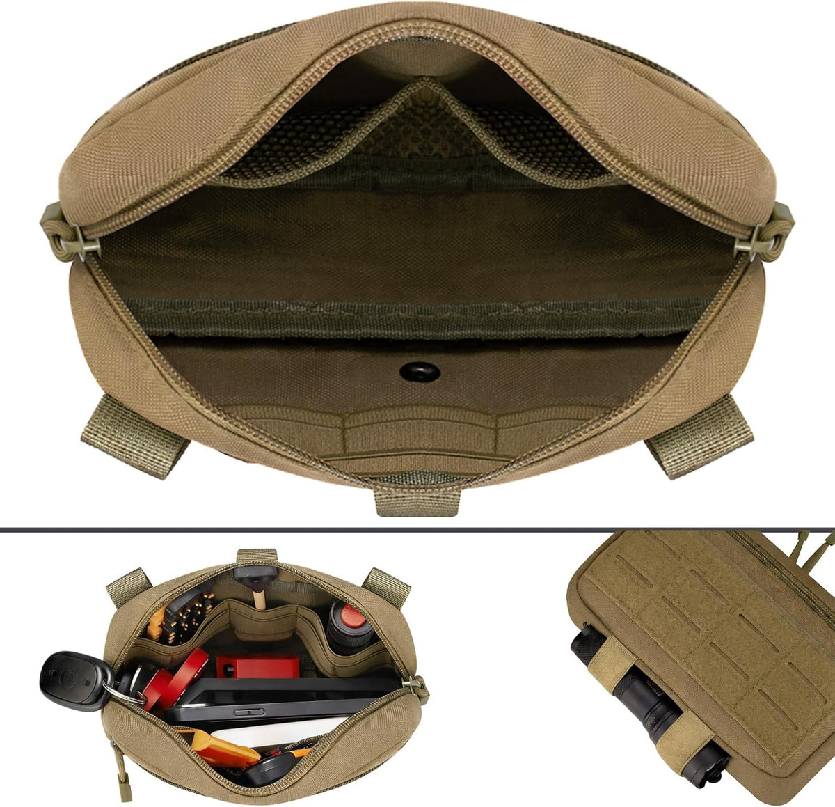 Skiennix Tactical Molle Admin Pouch - EDC Modular Pouch with 2 Keychains & US Flag Patch