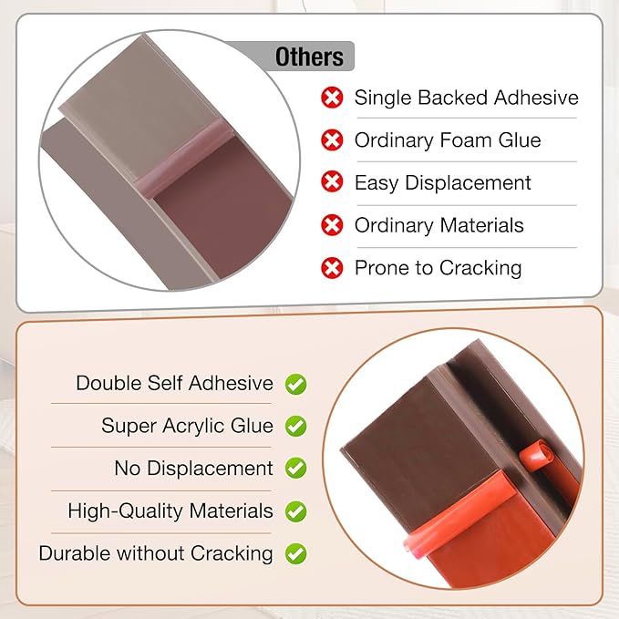 Floor Transition Strip Self Adhesive Vinyl Door Threshold for Doorways Carpet Edging Trim Overlap Edge Reducer for Laminate Floor, Carpet, Tile (Brown, 2/5" to 3/5", 10Ft)