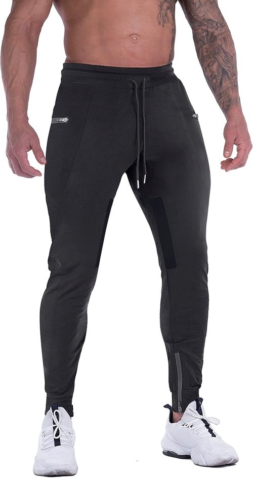 FIRSTGYM Men's Slim Fit Joggers - Breathable Workout Sweatpants with Zipper Pockets | Ideal for Training