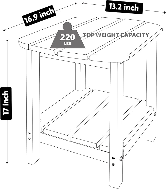 LZRS Double Adirondack Side Table, Outdoor Side Tables, End Tables for Patio, Backyard,Pool, Indoor Companion, Easy Maintenance & Weather Resistant (Navy Blue)