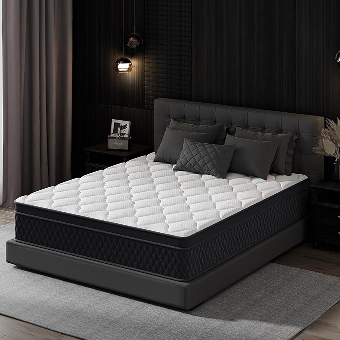 12 Inch Twin Mattress,Memory Foam Hybrid Mattress in a Box,Individually Pocketed Springs for Isolate Motion, Pressure Relief, CertiPUR-US Certified, Fiberglass Free & Support Comfort