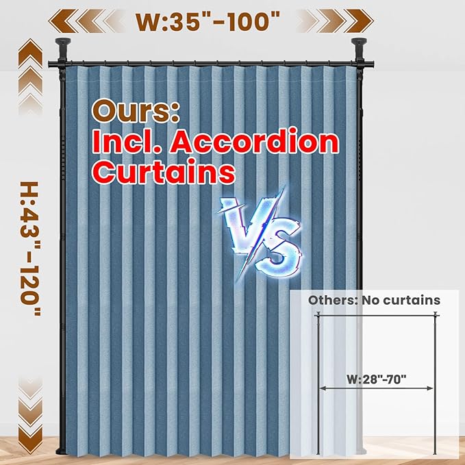 100% Blackout Room Divider Curtains Sets Blue 1 Panel W100 x L84in No Drill