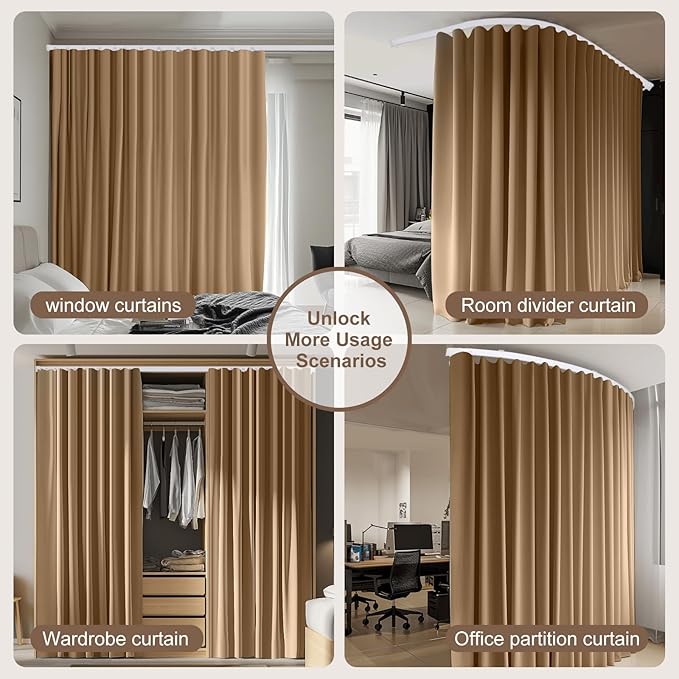 MaKefeile Room Divider Curtains & Flexible Bendable Tracks Set, Privacy
