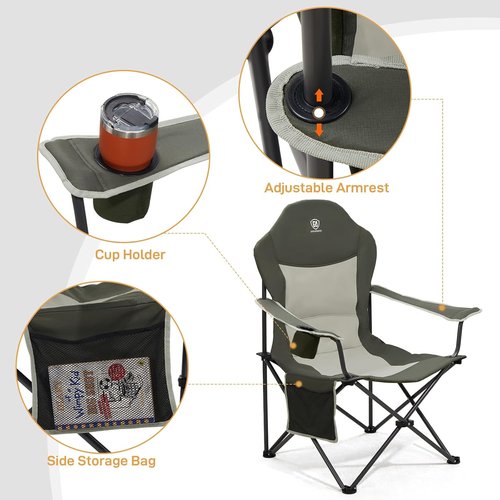 Ever Advanced Camping Chairs - Durable Folding Lawn Chairs for Adults | Supports 400lbs, Green - 2 Pack