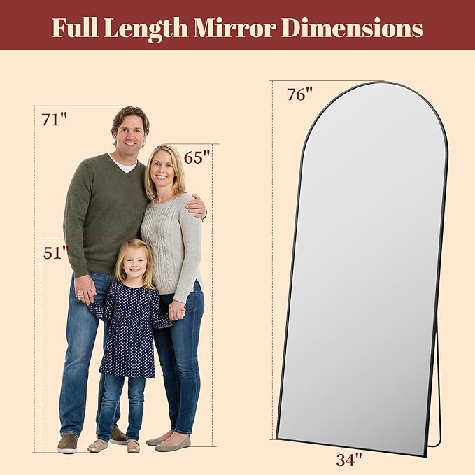 Suidia 76"x34" Arched Full Length Mirror
