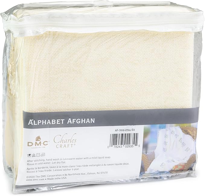 DMC Charles Craft Alphabet Afghan 18 Count 54"X60", Ecru