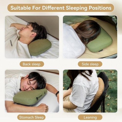 HIKEMAN Camping Memory Foam Pillow - Ultralight Travel Pillow,Backpacking Pillow with Removable Cover,Ergonomic Pillows,Neck Lumbar Support for Outdoor Camp,Sport,Hiking,Backpacking Sleep (Brown)