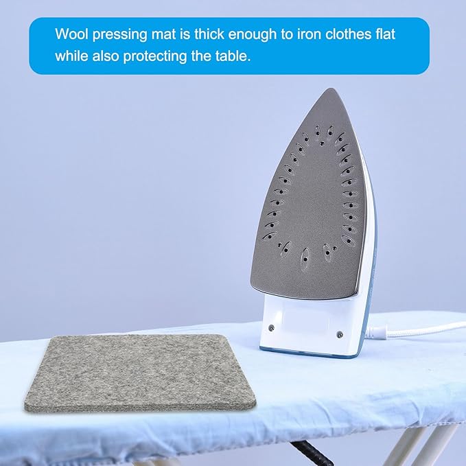 PATIKIL Wool Pressing Mat, 14" x 13" Wool Ironing Pad Blanket 0.5" Thickened Heat Resistant Quilting Ironing Pad for Quilters Sewing Craft, Grey
