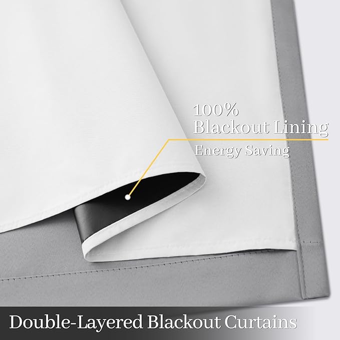 Yakamok 100% Blackout Curtain Panels 84 inches Cold and Light Blocking Drapes
